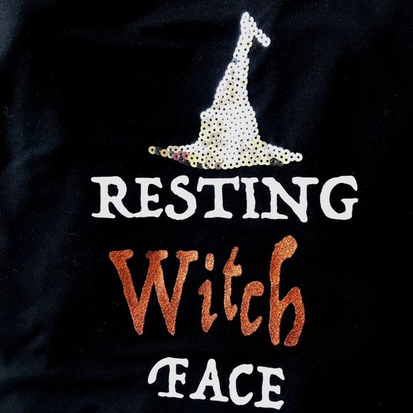Poof New York1 Tops - Resting Witch Face Top  1X Halloween Poof New York Sequins Embellished Goth